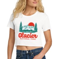 Retro Glacier National Park 80's Mountain Women's Crop Top Tee