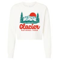 Retro Glacier National Park 80's Mountain Cropped Pullover Crew