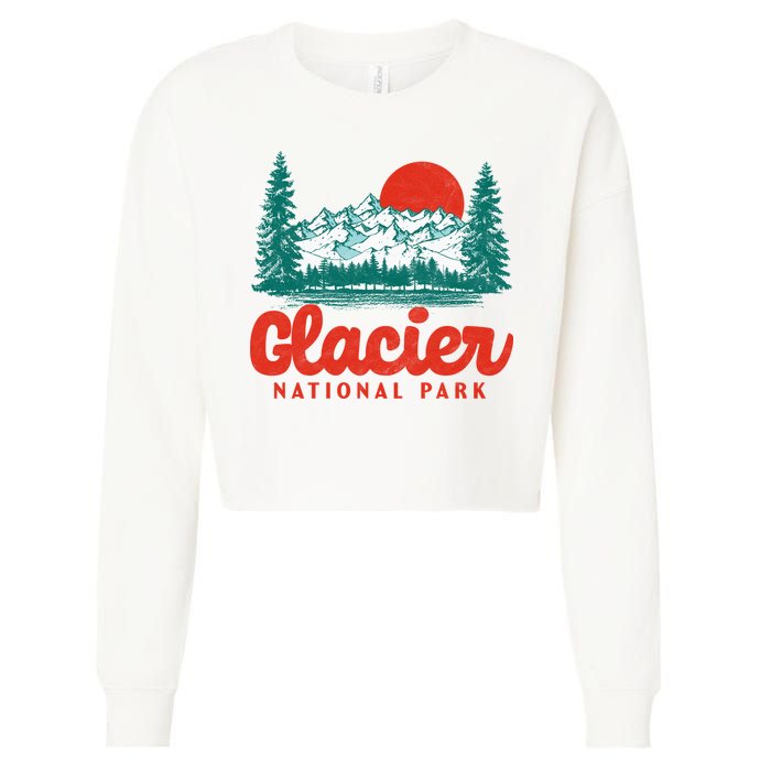 Retro Glacier National Park 80's Mountain Cropped Pullover Crew