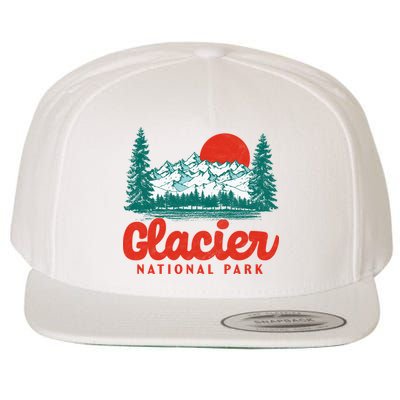 Retro Glacier National Park 80's Mountain Wool Snapback Cap