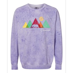 Retro Glacier National Park Montana Colorblast Crewneck Sweatshirt