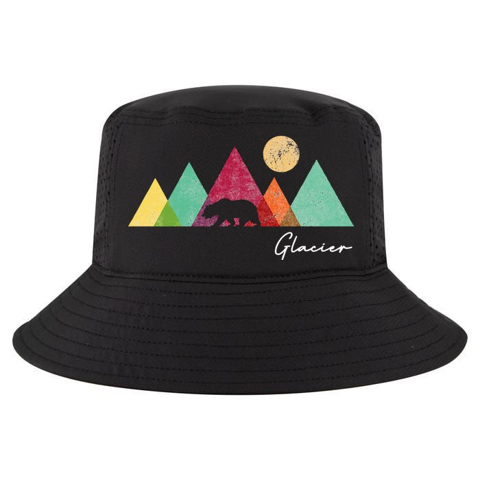 Retro Glacier National Park Montana Cool Comfort Performance Bucket Hat