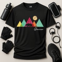 Retro Glacier National Park Montana Cooling Performance Crew T-Shirt
