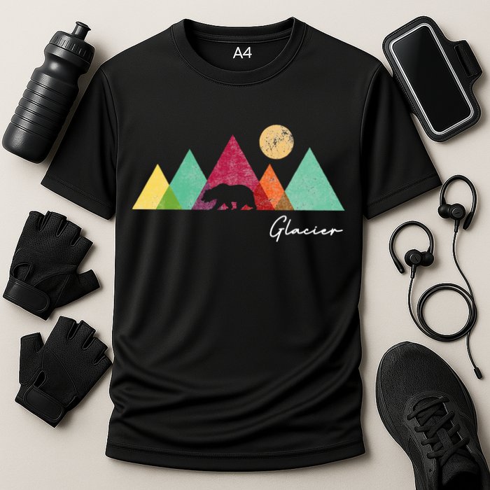 Retro Glacier National Park Montana Cooling Performance Crew T-Shirt