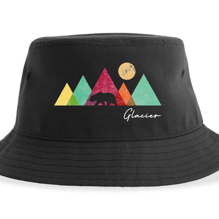Retro Glacier National Park Montana Sustainable Bucket Hat