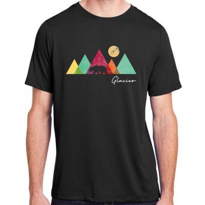 Retro Glacier National Park Montana Adult ChromaSoft Performance T-Shirt