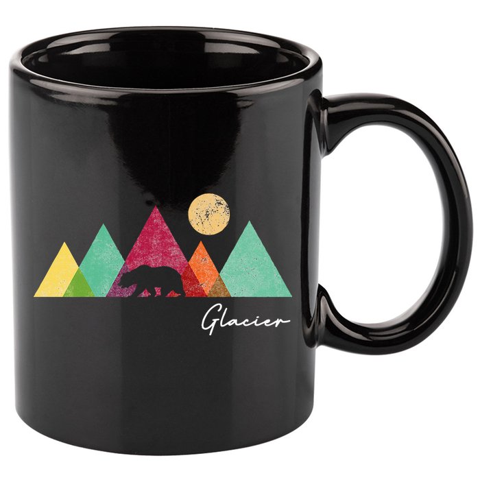 Retro Glacier National Park Montana 11oz C Handle Ceramic Mug