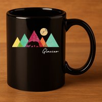 Retro Glacier National Park Montana 11oz C Handle Ceramic Mug