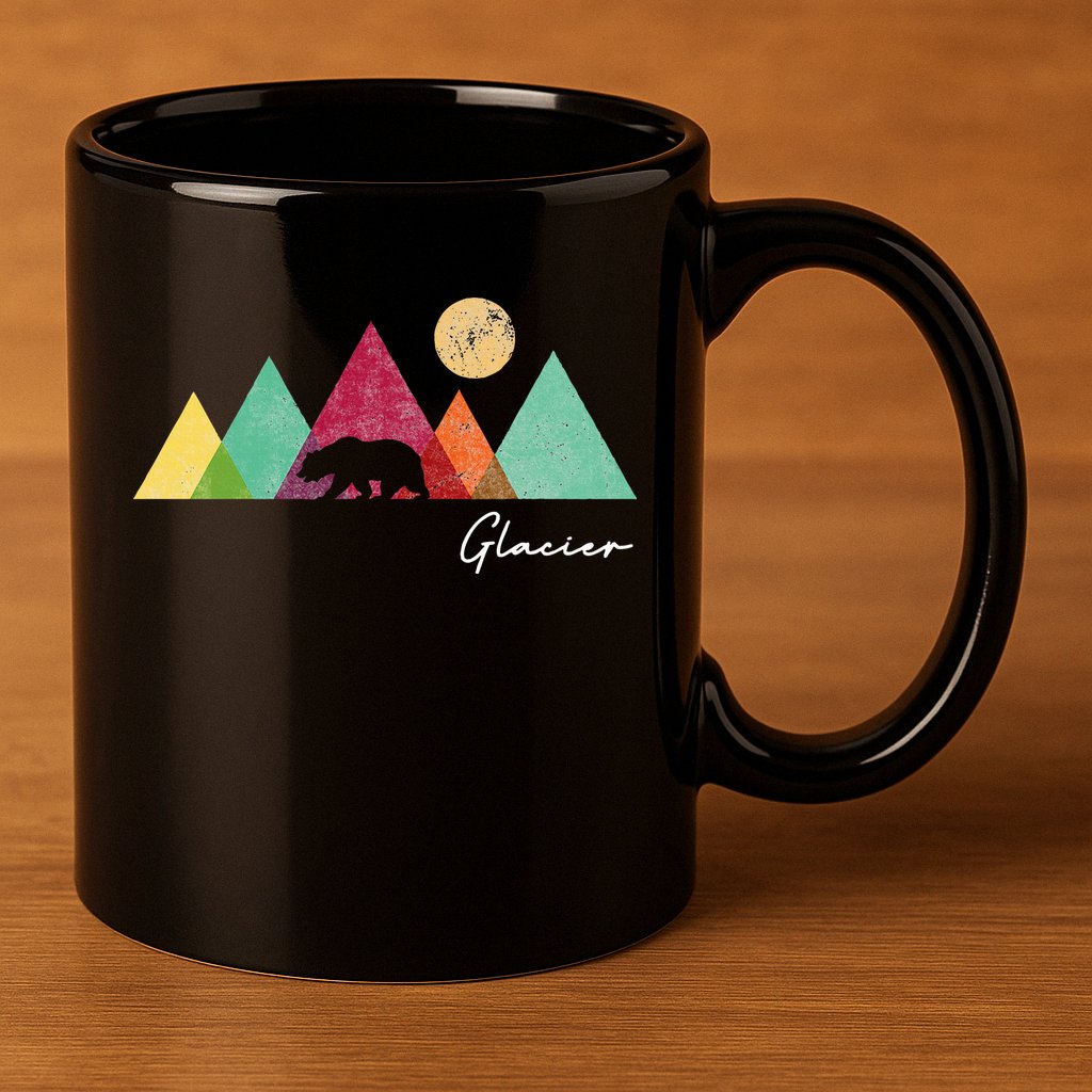 Retro Glacier National Park Montana 11oz C Handle Ceramic Mug