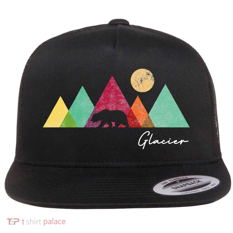 Retro Glacier National Park Montana Flatbill Hat