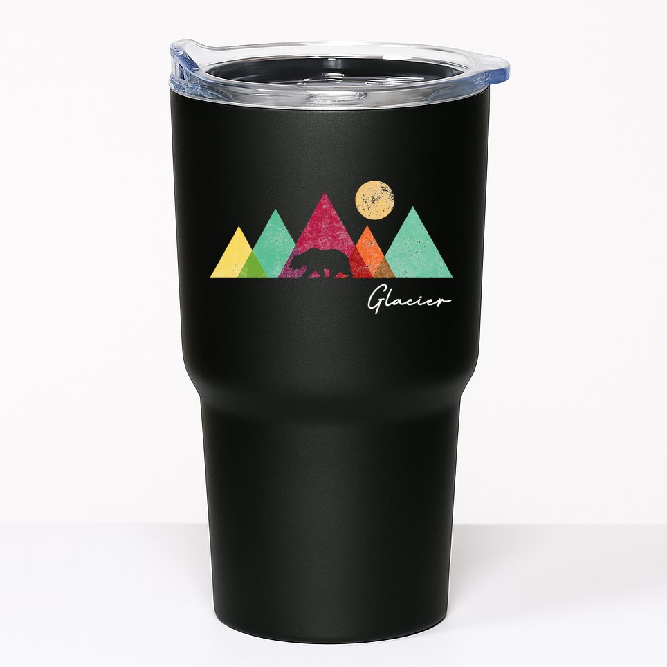 Retro Glacier National Park Montana Tumbler