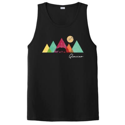 Retro Glacier National Park Montana PosiCharge Competitor Tank