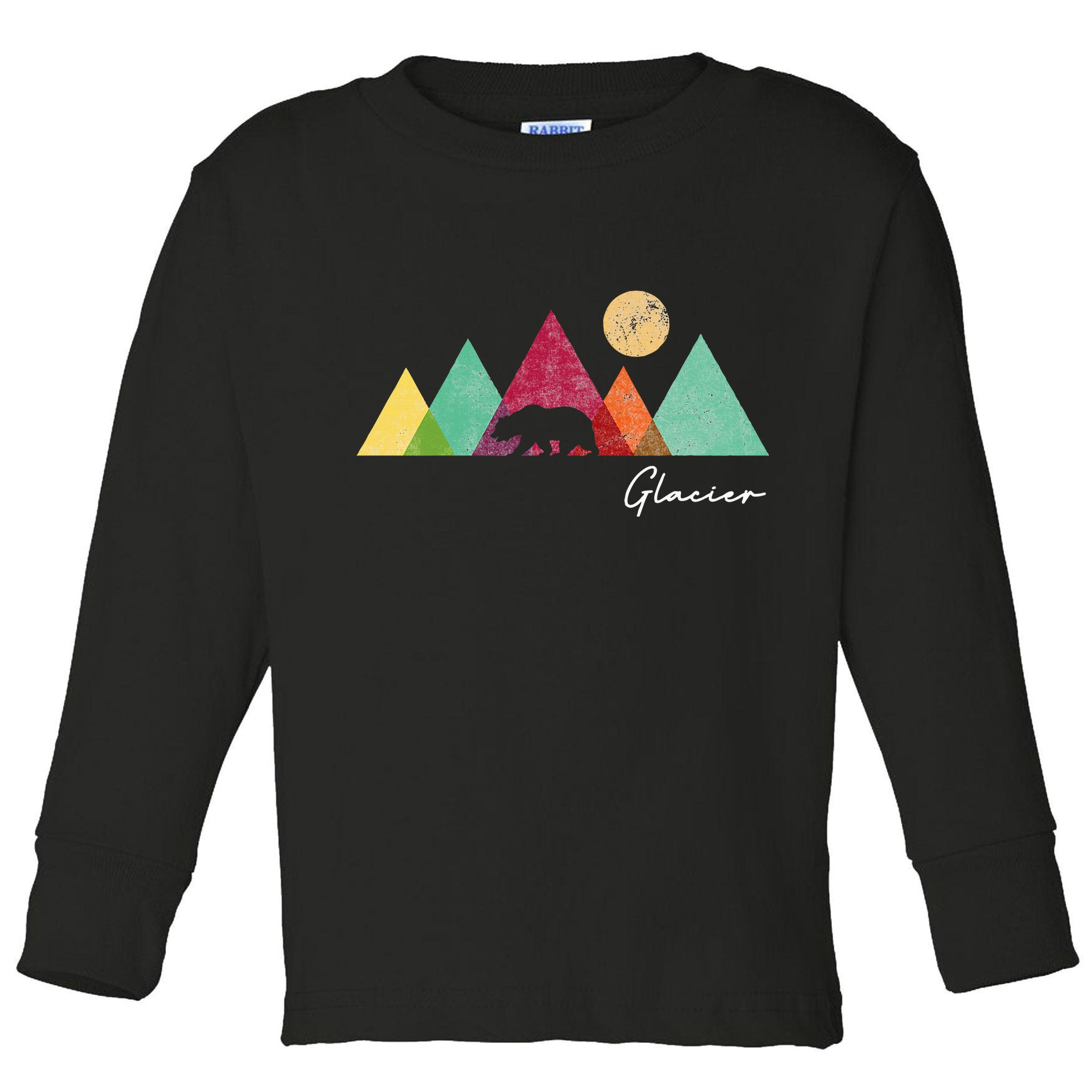 Retro Glacier National Park Montana Toddler Long Sleeve Shirt