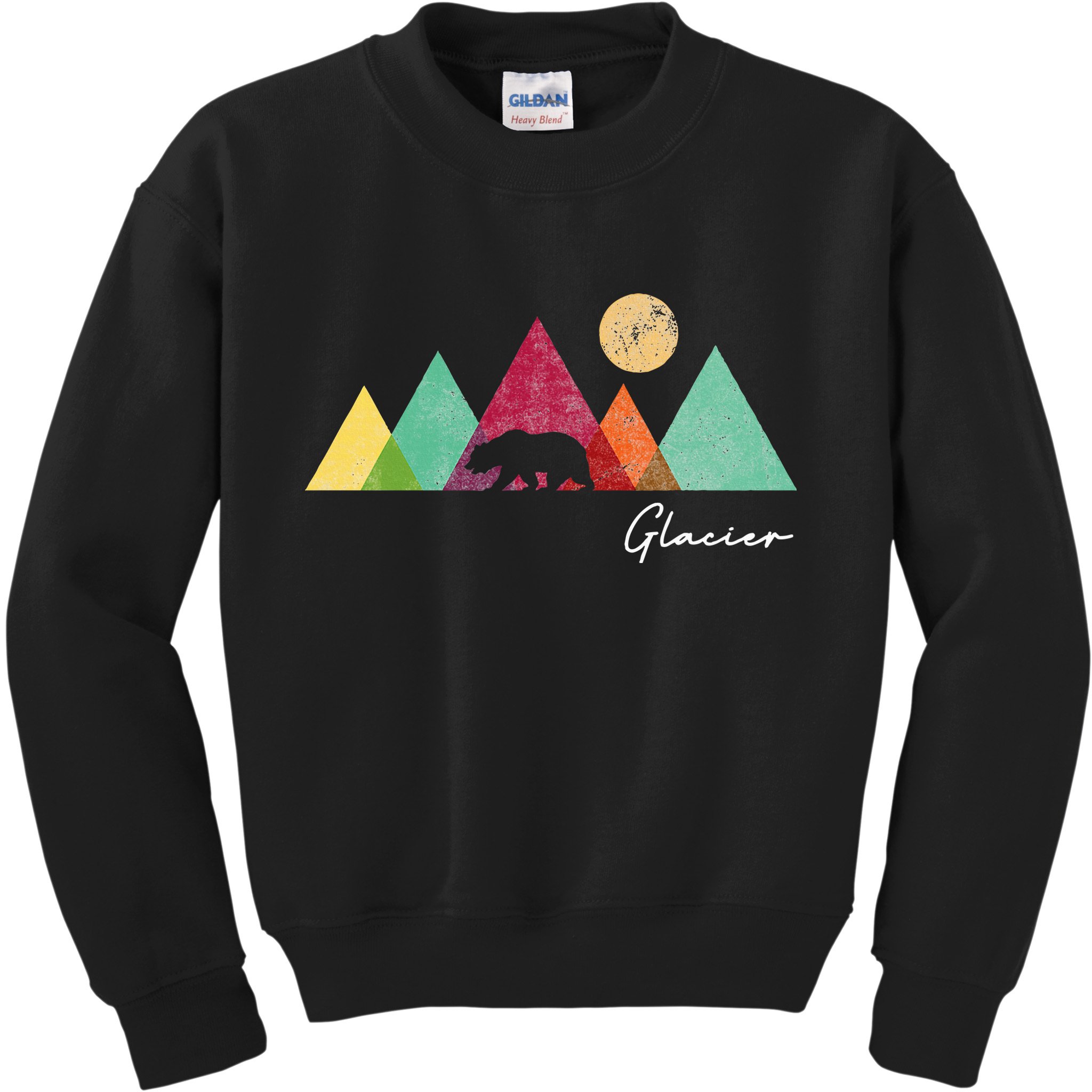 Retro Glacier National Park Montana Kids Sweatshirt