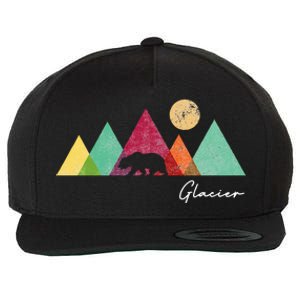 Retro Glacier National Park Montana Wool Snapback Cap