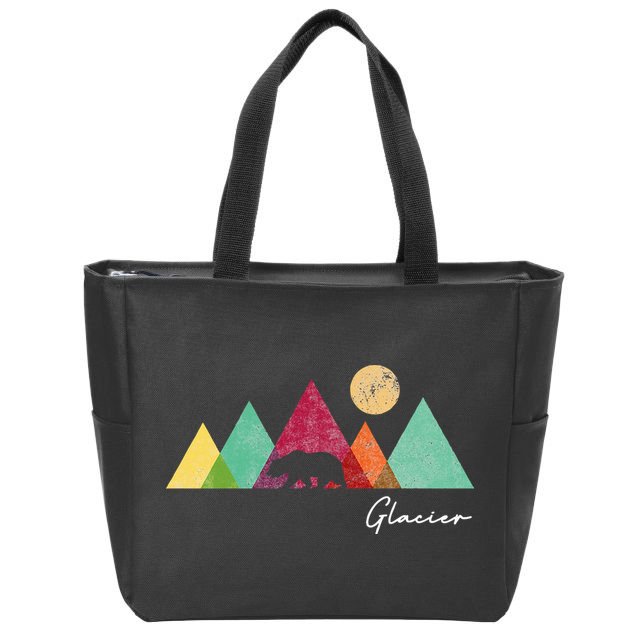 Retro Glacier National Park Montana Zip Tote Bag