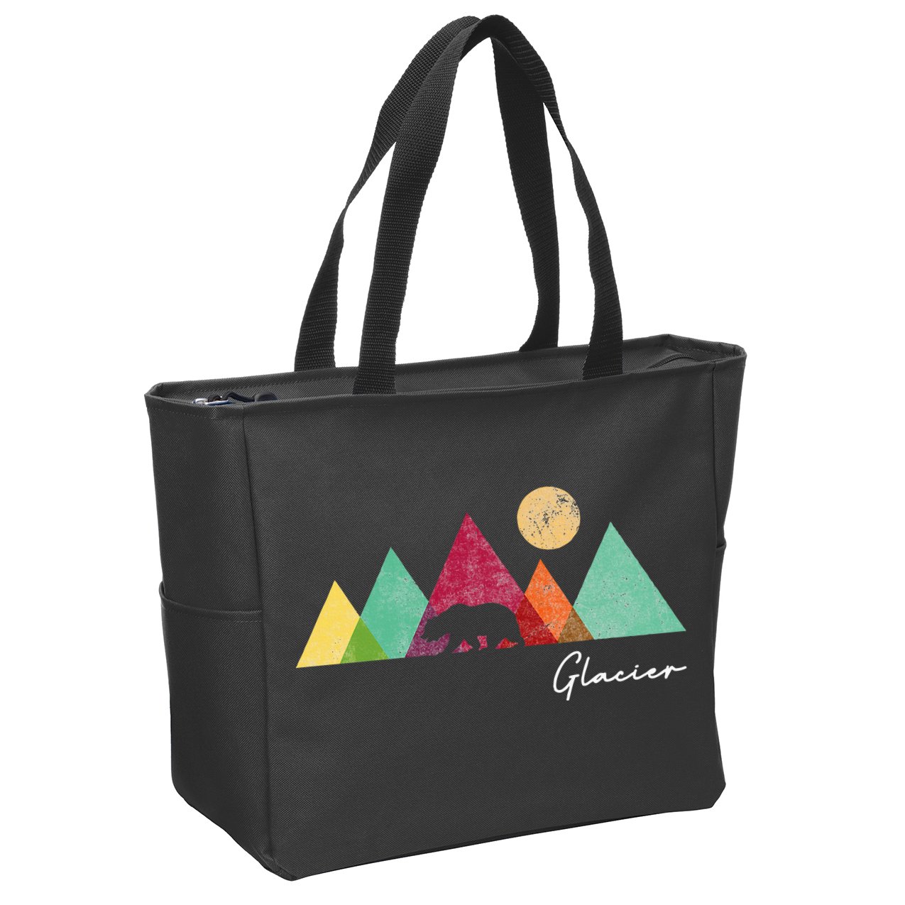 Retro Glacier National Park Montana Zip Tote Bag