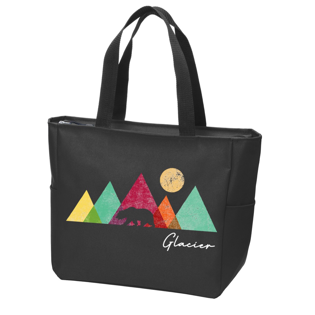 Retro Glacier National Park Montana Zip Tote Bag