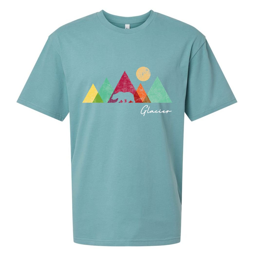 Retro Glacier National Park Montana Sueded Cloud Jersey T-Shirt