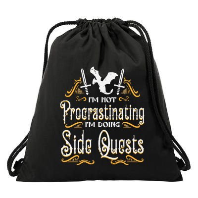 Rpg Gamer Not Procrastinating Side Quest Funny Drawstring Bag