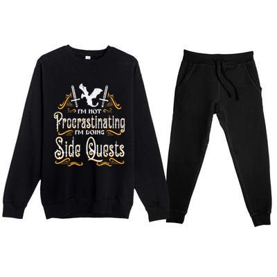 Rpg Gamer Not Procrastinating Side Quest Funny Premium Crewneck Sweatsuit Set