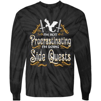 Rpg Gamer Not Procrastinating Side Quest Funny Tie-Dye Long Sleeve Shirt