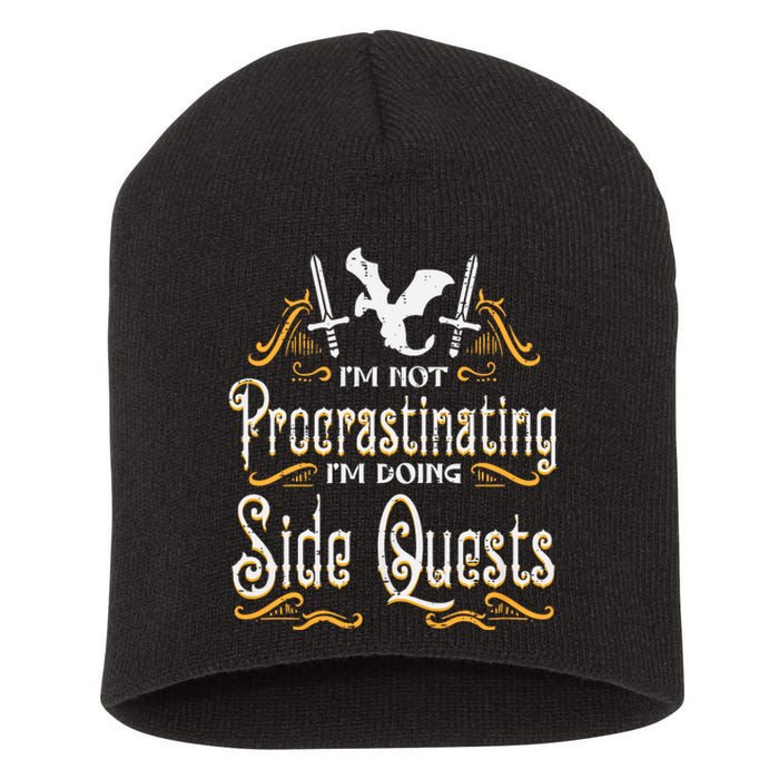 Rpg Gamer Not Procrastinating Side Quest Funny Short Acrylic Beanie