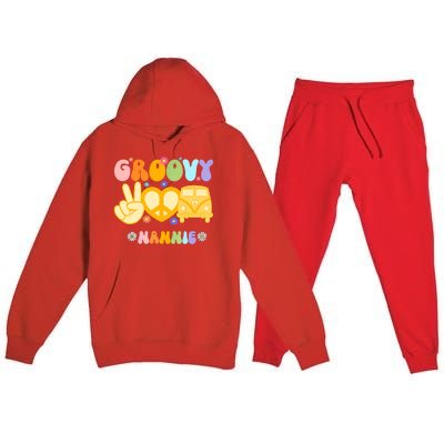 Retro Groovy Nannie Grandma Family Matching Mothers Day Premium Hooded Sweatsuit Set