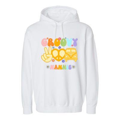 Retro Groovy Nannie Grandma Family Matching Mothers Day Garment-Dyed Fleece Hoodie