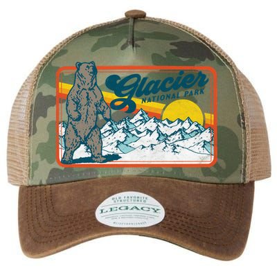 Retro Glacier National Park 80's Bear Graphic 80s Meaningful Gift Legacy Tie Dye Trucker Hat