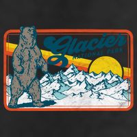 Retro Glacier National Park 80's Bear Graphic 80s Meaningful Gift 7 Panel Mesh Trucker Snapback Hat