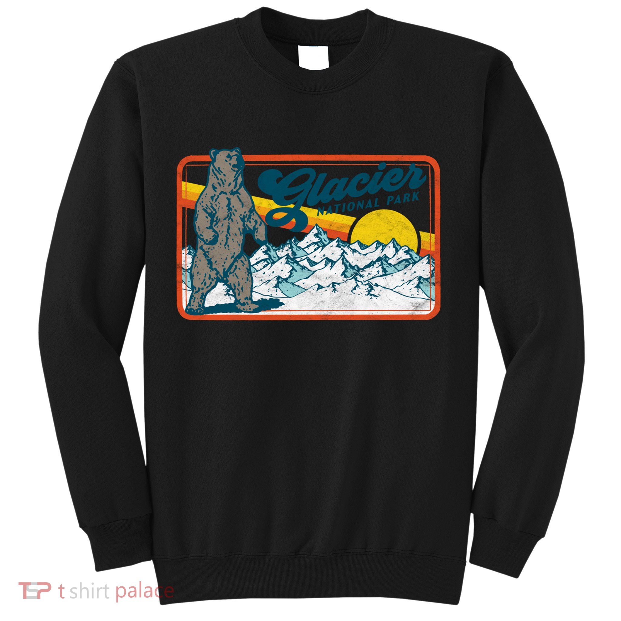 Retro Glacier National Park 80's Bear Graphic 80s Meaningful Gift Sweatshirt