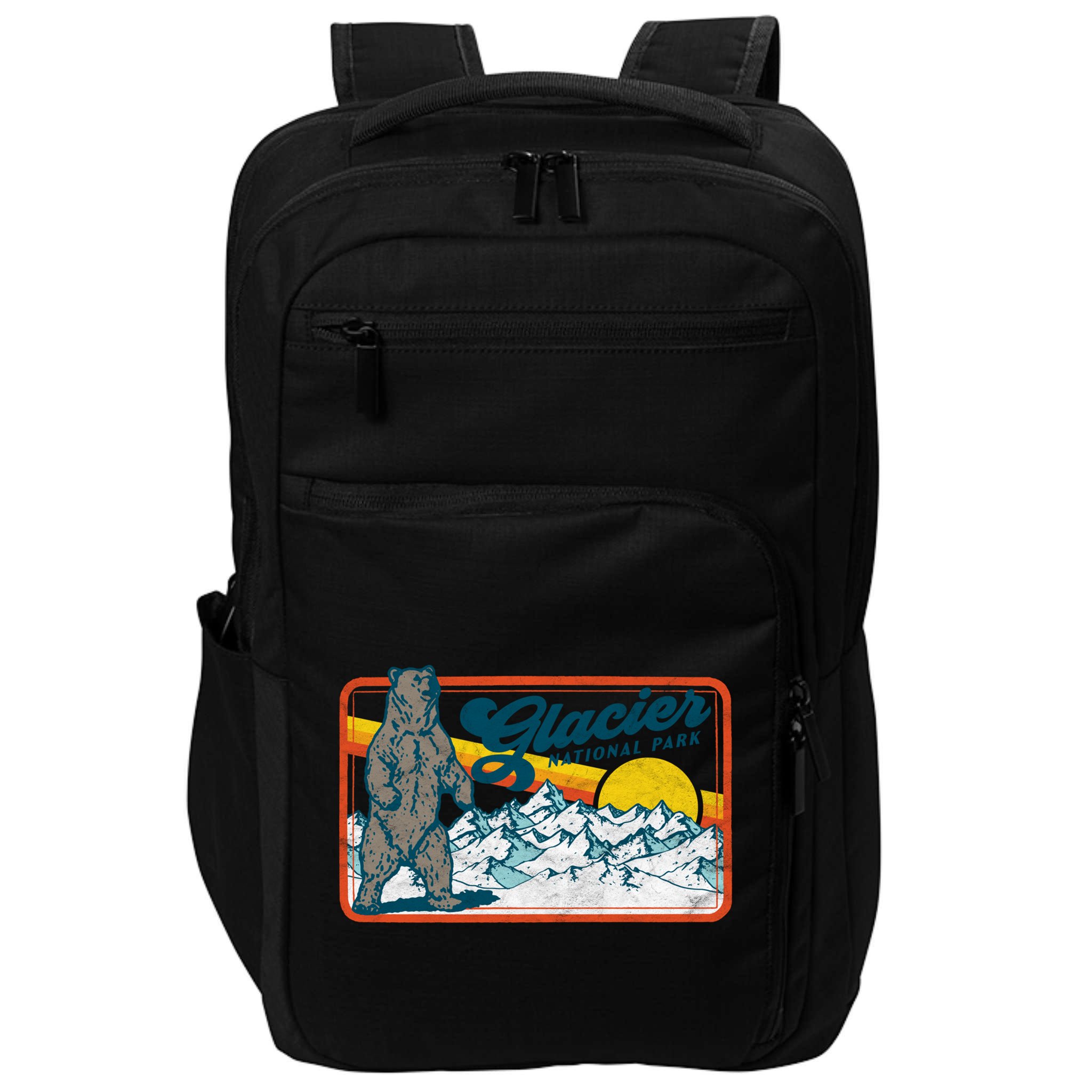 Retro Glacier National Park 80's Bear Graphic 80s Meaningful Gift Impact Tech Backpack