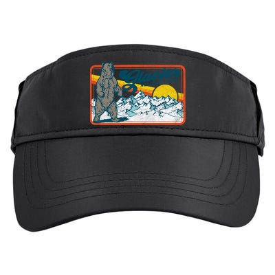 Retro Glacier National Park 80's Bear Graphic 80s Meaningful Gift Adult Drive Performance Visor