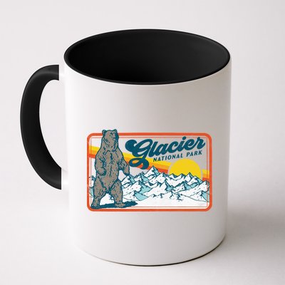 Retro Glacier National Park 80's Bear Graphic 80s Meaningful Gift Mug
