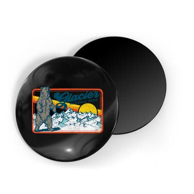 Retro Glacier National Park 80's Bear Graphic 80s Meaningful Gift Magnet
