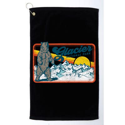 Retro Glacier National Park 80's Bear Graphic 80s Meaningful Gift Golf Towel