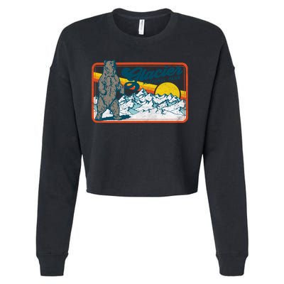 Retro Glacier National Park 80's Bear Graphic 80s Meaningful Gift Cropped Pullover Crew
