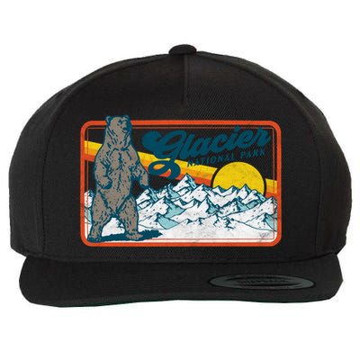 Retro Glacier National Park 80's Bear Graphic 80s Meaningful Gift Wool Snapback Cap