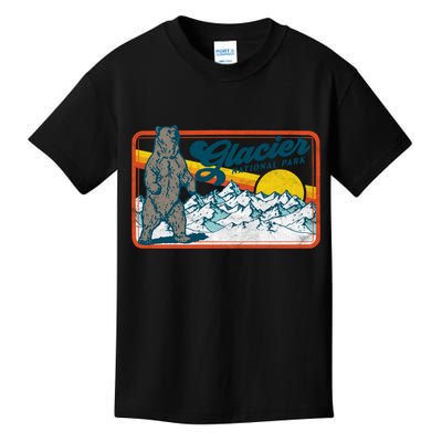 Retro Glacier National Park 80's Bear Graphic 80s Meaningful Gift Kids T-Shirt