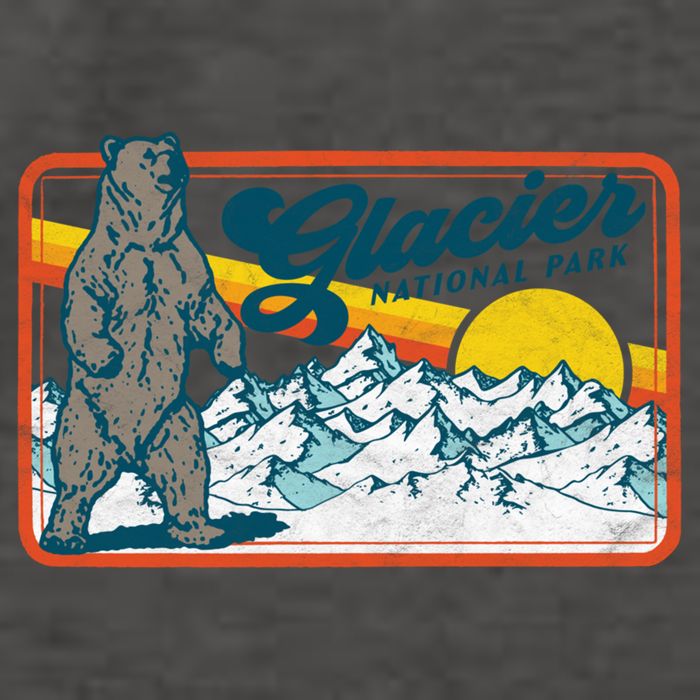 Retro Glacier National Park 80's Bear Graphic 80s Meaningful Gift Vector Backpack