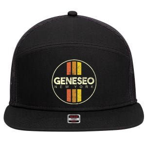 Retro Geneseo New York 7 Panel Mesh Trucker Snapback Hat