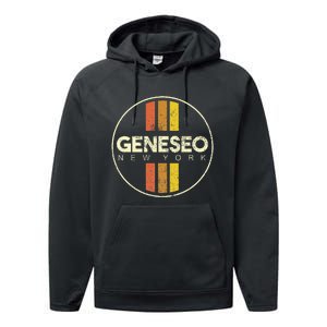 Retro Geneseo New York Performance Fleece Hoodie