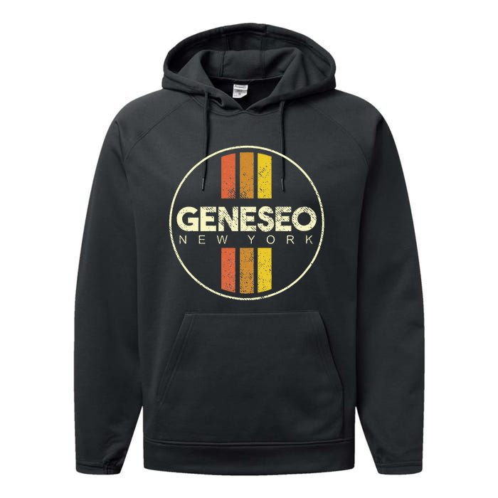 Retro Geneseo New York Performance Fleece Hoodie