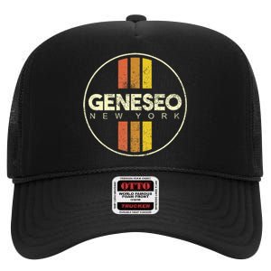 Retro Geneseo New York High Crown Mesh Back Trucker Hat