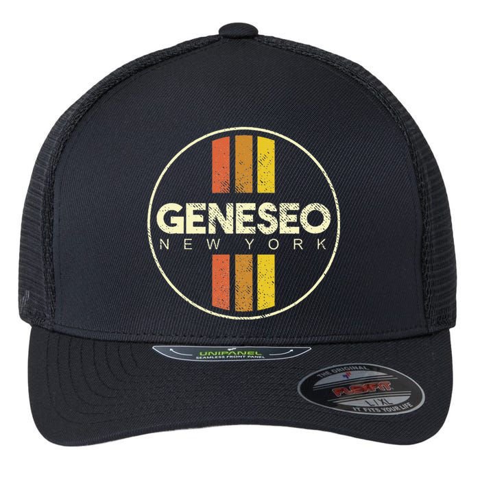 Retro Geneseo New York Flexfit Unipanel Trucker Cap