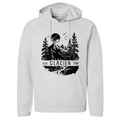 Retro Glacier National Park Us Vintage Glacier Performance Fleece Hoodie