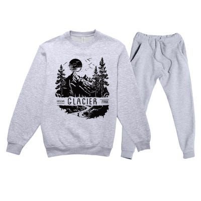 Retro Glacier National Park Us Vintage Glacier Premium Crewneck Sweatsuit Set