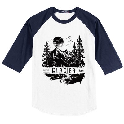 Retro Glacier National Park Us Vintage Glacier Baseball Sleeve Shirt