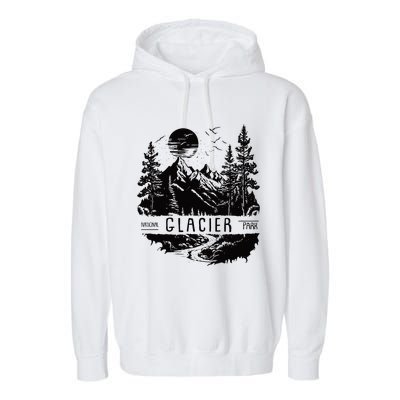 Retro Glacier National Park Us Vintage Glacier Garment-Dyed Fleece Hoodie